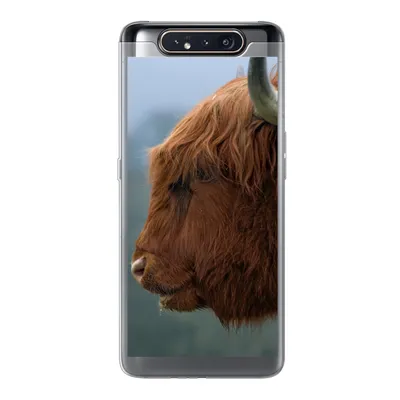 Produktbild von MuchoWow® Handyhülle Schutzhülle Hülle für Samsung Galaxy A80 Schottische Highlander - Tiere - Nebel Silikon Softcase Handy Hülle - Schutzdeckel