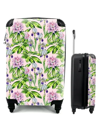 Produktbild von MuchoWow® Koffer Handgepäck Trolley Rollkoffer Kleine Reisekoffer mit 4 Rollen - Blumen - Hortensie - Muster - Cabin Size < 55x40x23 cm & 55x40x20 cm - Fotokoffer - Kabinenkoffer - Boardgepäck - Reise-Box - Reisekoffer - Reisegepäck - Koffer mit Bild - Trolley für Kinder
