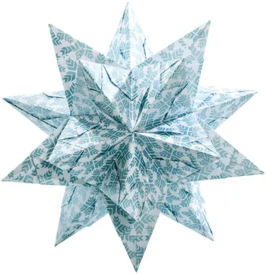 Produktbild von folia 403/1515 - Bastelset Bascetta Stern Sterngrafik weiß/eisblau, 32 Blatt, 15 x 15 cm, fertige Größe des Papiersterns ca. 20 cm, mit ausführlicher Anleitung - ideal zur zeitlosen Dekoration