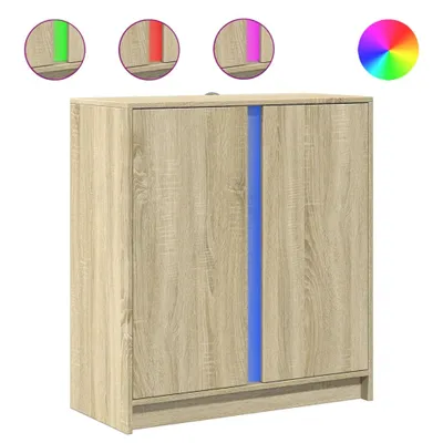 Image de Buffet LED Chêne Sonoma 77x34x85 cm Matériau dérivé du bois