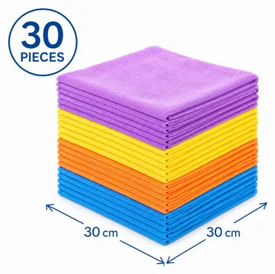 Produktbild von Mikrofasertücher Set - 30 Stück - 30x30cm - aus Mikrofaser - Bunt - Reinigungstücher