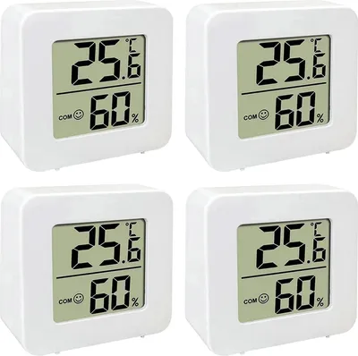 Produktbild von 4 Stück Thermometer für Innenräume, Raumthermometer Digital Innen, LCD Intelligentes Hygrometer