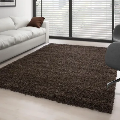 Produktbild von Weicher und flauschiger, 30 mm dicker, brauner Hochflorteppich für Wohn- und Schlafzimmer 200x200 cm Rund