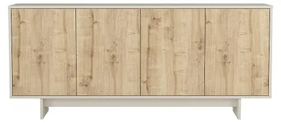 Produktbild von Sideboard mit 4 Türen – Helles Naturholz und Beige – ZEFYNA