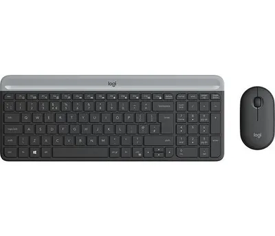 Produktbild von Logitech Slim Wireless Combo MK470 - Tastatur-und-Maus-Set - kabellos - 2.4 GHz - Nordisch - Graphite