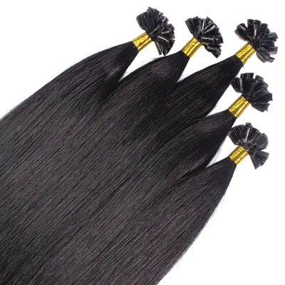 Image de hair2heart Premium Extensions cheveux humains raides - 25 mèches 1 g 60cm 2/0 noir