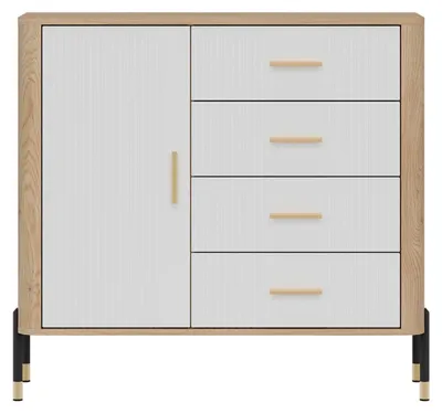 Productafbeelding van Furniture24 Kommode Dante Dt08, ladekast, 109 x 100 x 40 cm - Cremona eik/wit