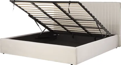 Produktbild von BELIANI Polsterbett Beige 180 x 200 cm mit Stauraum und Lattenrost gestepptes Kopfteil elegant modern für Schlafzimmer