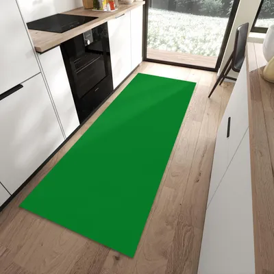 Produktbild von Küchenteppich 90x240cm rutschfest & abwischbar PVC Läufer - Grüner Hintergrund II
