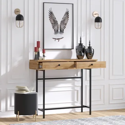 Image de Skye Decor, Esta- EstaELG, Couleur chêne,,Noir, Commodes, 35x100x86 cm, 100% panneau de particules mélaminé