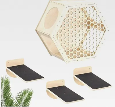 Produktbild von Katzen Kletterwand 4er Set - Katzenkletterregale wandmontiert - Wand Katzenmöbel Katzenwandregale platzsparend - Katzentreppe zum Klettern