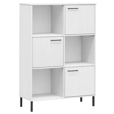 Image de vidaXL Bibliothèque OSLO avec pieds en métal blanc 90x35x128,5cm bois massif