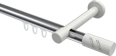 Produktbild von Interdeco Innenlaufstange / Gardinenstange mit Innenlauf Chrom / Weiß, Typ Prestige Zoena (Glitzerzylinder), 20 mm Ø 1-läufig, 240 cm