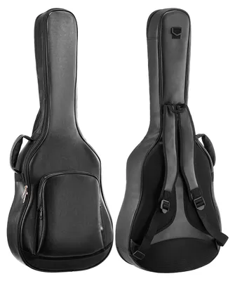 Immagine prodotto di Custodia per chitarra acustica VEVOR, adatta a chitarre da 41 pollici, con maniglia, colore nero. Zaino per chitarra con imbottitura in schiuma, tasca esterna per accessori e spallacci. Borsa da trasporto in PU, lunghezza 1195 mm