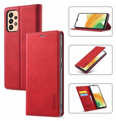 Produktbild von Galaxy A23 Hülle, Standfunktion Kartenfach Wallet Leder Schutzhülle für Samsung Galaxy A23 5G / 4G Rot