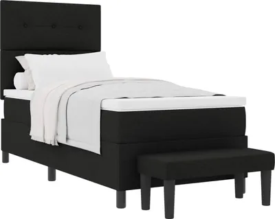 Zdjęcie produktu dla Łóżko sprężynowe Z zagłówkiem Czarny 90 x 200 cm tkanina