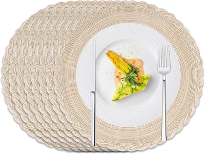 Produktbild von Runde waschbare Platzsets, hitzebeständig, 38 cm, 8-teilig, für Küche und Garten