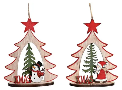 Weihnachtsdekoration aus Holz, 14x6x18 cm, bunt
