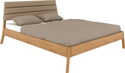 Produktbild von Einzelbett 90x220cm mit Polsterkopfteil, Wildeiche massiv geölt, THORNBURY-165