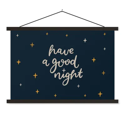 Produktbild von MuchoWow® Textilposter Sprichwörter - Eine gute Nacht - Kinder - Zitate - Kinder - Baby 120x80 cm mit schwarzem Rahmen - Wanddeko