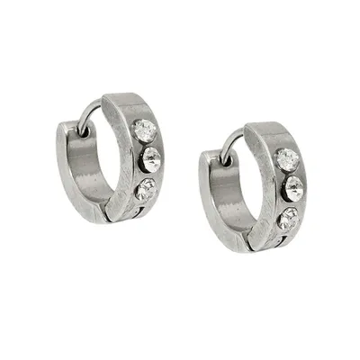Produktbild von Creole glänzend Zirkonia Edelstahl silber 12x4mm