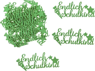 Produktbild von Oblique Unique Endlich Schulkind Konfetti grün für Schuleinführung Einschulung Schulanfang Streudeko Tischdeko