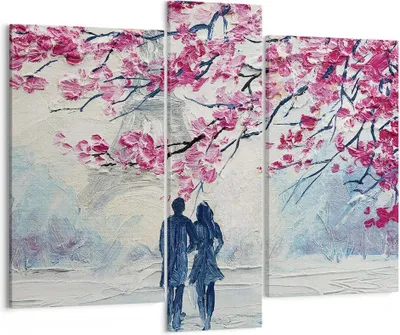 Produktbild von Bild auf Leinwand - Leinwandbild - 3 Teile - Paar Paris Baum - 95x80cm - Wand Bild - Wanddeko - Wandbilder - Leinwanddruck - Bilder - Wanddekoration - Leinwand bilder - Wandbild - CB95x80-4211