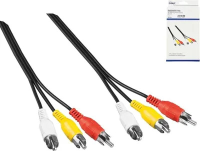 Produktbild von DINIC MM-3C3C-2KB, 3 x RCA, Männlich, 3 x RCA, Männlich, 2 m, Schwarz