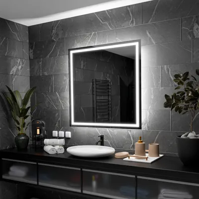 Produktbild von Rechteckiger LED-Spiegel 70x70 cm für Badezimmer, Schlafzimmer und Wohnzimmer