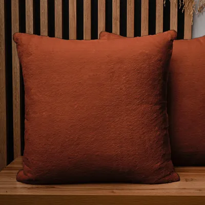 Produktbild von MG Design 2er Set Kissenbezüge 55 x 55 cm in Orange - mit Reißverschluss, langfloriges Kunstfell, extra weich & Cosy, pflegeleicht