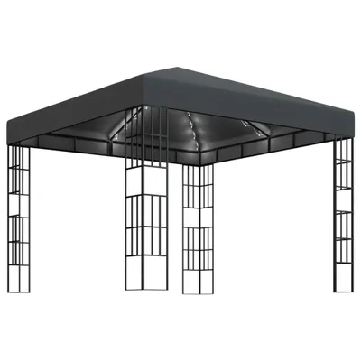 Produktbild von vidaXL Pavillon mit LED-Lichterkette 3x3 m Anthrazit