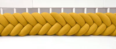 Produktbild von Bettschlange 400 cm Gold – geflochtene Bettumrandung fürs Babybett, Velours, Modell MAXIBRAID | Letino
