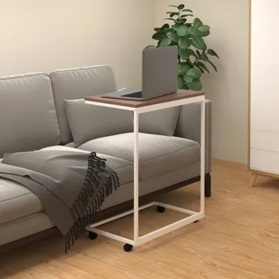 Zdjęcie produktu dla Maison Exclusive – stolik pomocniczy na kółkach, biały, 55 x 35 x 70 cm, materiał drewnopochodny