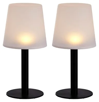 Immagine prodotto di 2 lampade solari a LED, lampada da tavolo, bianco e nero, H 31 cm