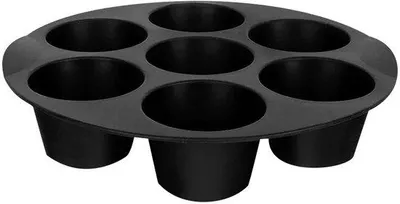 Image de Moule en silicone, moule à pâtisserie en silicone de 7 cavités, moule, moule à pâtisserie, Yorkshire pudding, pain, gâteaux (noir)