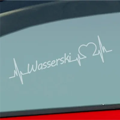 Produktbild von Auto Aufkleber Wasserski Herzschlag Wassersport Ski Sport Liebe 19x5 cm Milchglas Sticker Heckscheibenaufkleber