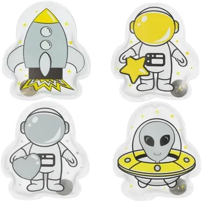 Imagen del producto de Juego de calentadores de manos, 4 unidades, reutilizables, con motivos espaciales y de astronautas, ideales para llevar ContiGo!