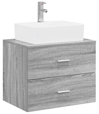 Image de vidaXL Ensemble de meubles de salle de bain, gris Sonoma, en bois composite