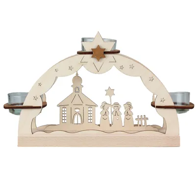 Produktbild von Original Erzgebirge - Teelichtbogen Kurrende mit Seiffener Kirche (20cm) (+)