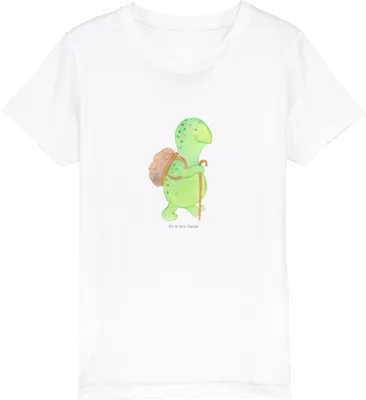 Produktbild von Mr. & Mrs. Panda Kleinkinder T-Shirt Schildkröte Wanderer 12-14 Jahre (152/164) - Weiß - Geschenk, Shirts für Kinder, Jungen, Kindershirt, Schildkröten, Rucksack, Mädchen