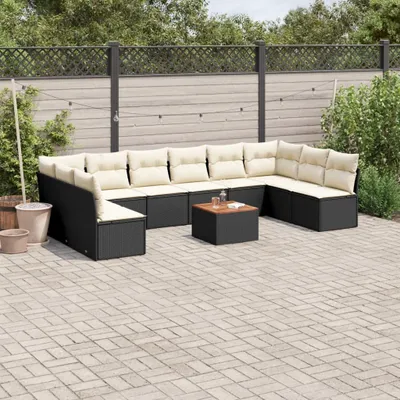 Produktbild von CLORIS 11-tlg. Garten-Sofagarnitur mit Kissen Schwarz Poly Rattan 3256126