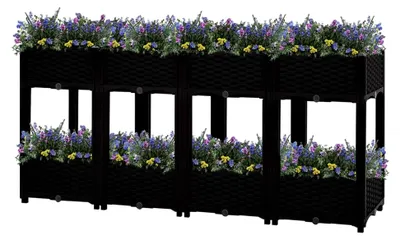 Produktbild von Hochbeet 160x40x71 cm aus Polypropylen, Palettenrahmen, Hochteich, Gemüsebeet, Kräuterregal für Balkon, Blumenbeet, Kräuterspirale, Tomatenbeet, Pflanzhochbeet