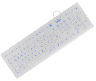 Produktbild von KeySonic KSK-8031INEL-Wh (DE) Hygienetastatur, Industrietastatur, USB, Beleuchtung, weiß, Volle Größe (100%), Kabelgebunden, USB, QWERTZ, Weiß
