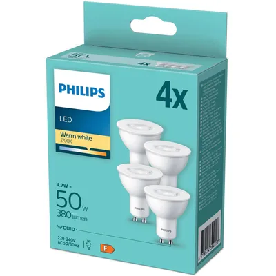 Produktbild von Philips LED classic Lampe 50W GU10 Warmweiß 345lm Weiß 4er P