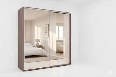 Zdjęcie produktu dla Szafa A1 kolor czekoladowy z 2 drzwiami przesuwnymi, z lustrem – 175 x 62 x 245 cm