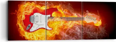 Produktbild von Bild auf Leinwand - Leinwandbild - Flammen Gitarre Instrument - 90x30cm - Wand Bild - Wanddeko - Leinwanddruck - Bilder - Kunstdruck - Wanddekoration - Leinwand bilder - Wandkunst - CA90x30-0196