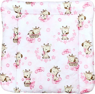 Produktbild von TupTam Baby Wickeltischauflage mit Baumwollbezug Gemustert, Farbe: Giraffe/ Rosa, Größe: 70 x 50 cm