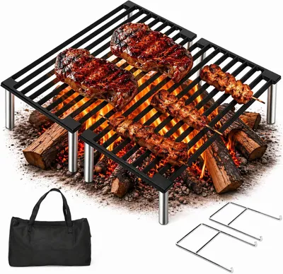 Obrázok produktu pre Grilovací rošt 40.6 x 40.6 cm, s nohami, skladací, pre vonkajšie použitie