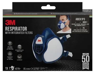 Immagine prodotto di Maschera respiratoria 3M™ con filtri integrati, ABEK1P3, filtro combinato