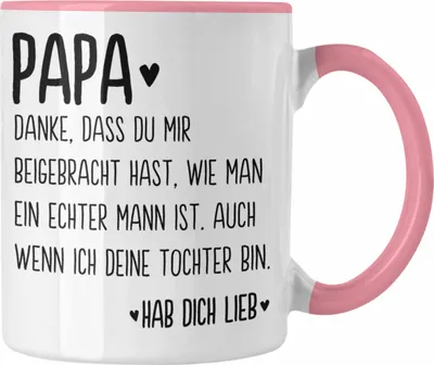 Produktbild von Trendation - Papa Tasse Geschenk von Tochter Kaffeetasse Sprüche Vatertag Geschenkidee Spruch Vater (Rosa)